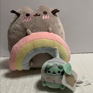 9”&3.5” Pusheen Ice Cream Sandwich & Rainbow Cat Plush by Gund